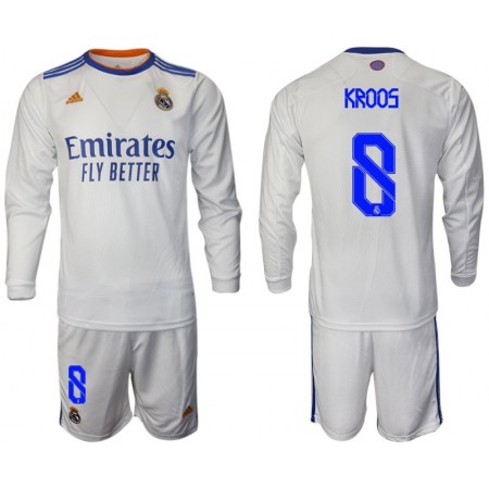 Billiga Fotbollströjor Real Madrid Kroos 8 Barn Hemma tröja 2021/22 Långärmad